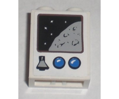 Brick 1 x 2 x 2 with Inside Axle Holder with Screen and Controls Pattern (Sticker) - Set 3831
