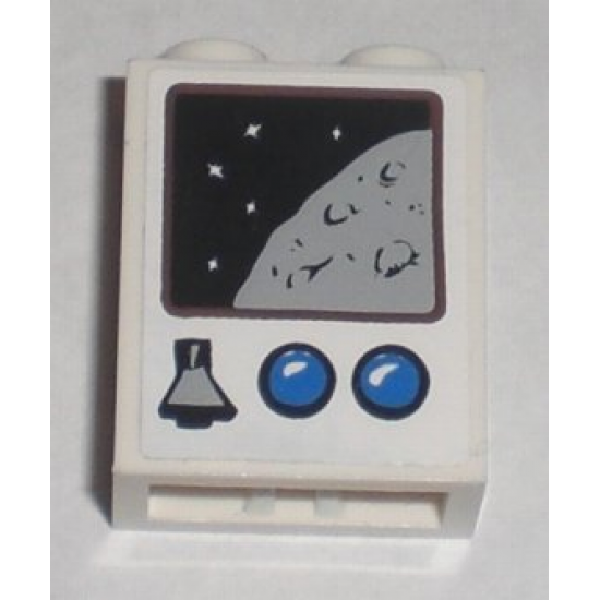 Brick 1 x 2 x 2 with Inside Axle Holder with Screen and Controls Pattern (Sticker) - Set 3831