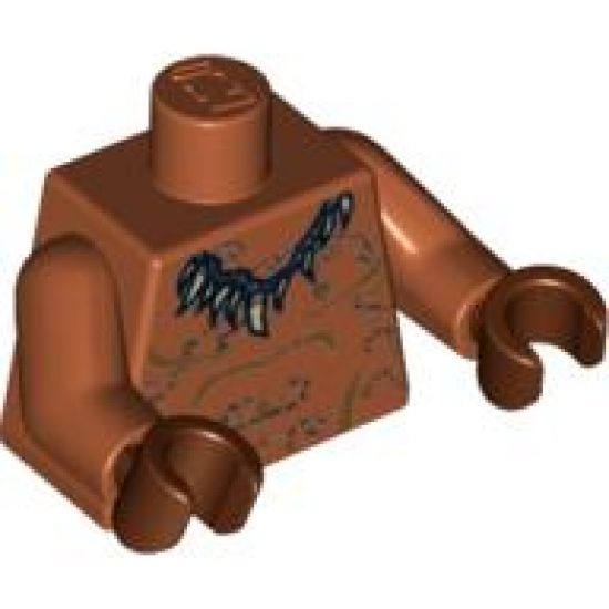 Torso Tattoos with Animal Tooth Necklace Pattern / Dark Orange Arms / Reddish Brown Hands