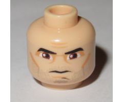 Minifigure, Head Male Thick Eyebrows, Brown Eyes, Five O'Clock Shadow Stubble Pattern (SW Captain Rex) - Blocked Open Stud