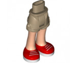 Mini Doll, Legs with Hips and Shorts, Light Nougat Legs and White Laces on Red and White Shoes Pattern