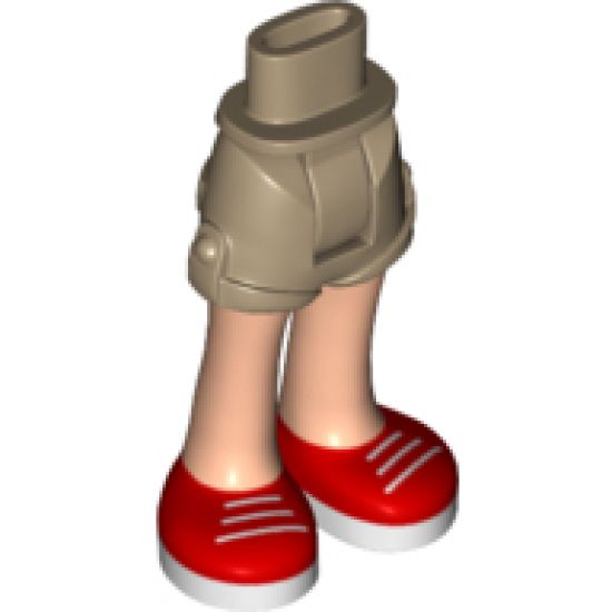 Mini Doll, Legs with Hips and Shorts, Light Nougat Legs and White Laces on Red and White Shoes Pattern