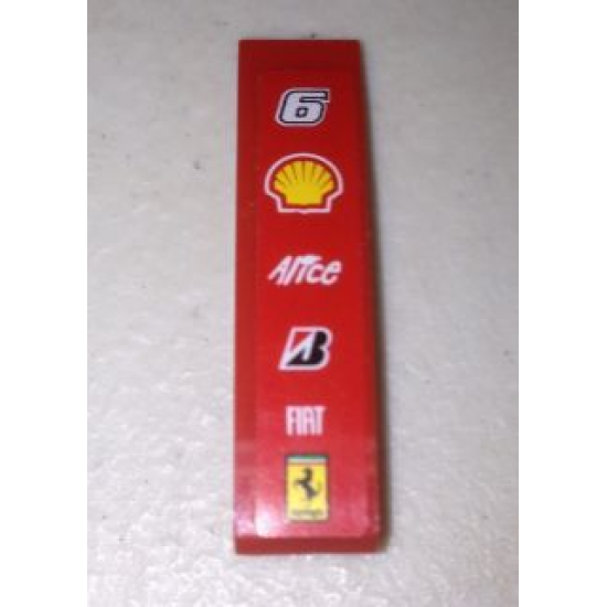 Slope, Curved 4 x 1 with Number 6 and Shell, Alice, Bridgestone, Fiat and Ferrari Logos Pattern (Sticker) - Set 8155