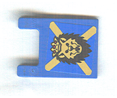 Flag 2 x 2 Square with Lion Head and Yellow X on Blue Background Pattern (Sticker) - Set 10176