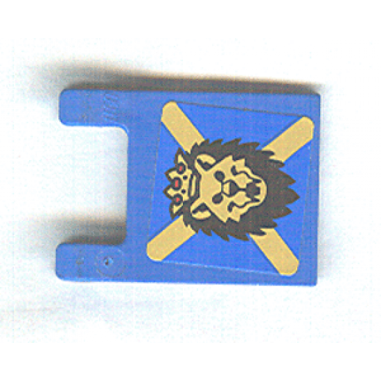 Flag 2 x 2 Square with Lion Head and Yellow X on Blue Background Pattern (Sticker) - Set 10176