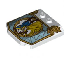 Wedge 4 x 4 x 2/3 Triple Curved with Stained Glass Window with Beauty and the Beast Pattern