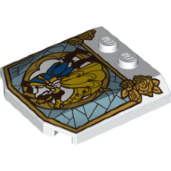 Wedge 4 x 4 x 2/3 Triple Curved with Stained Glass Window with Beauty and the Beast Pattern