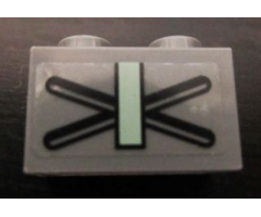 Brick 1 x 2 with X and Sand Green Bar Pattern on Both Sides (Stickers) - Set 7625