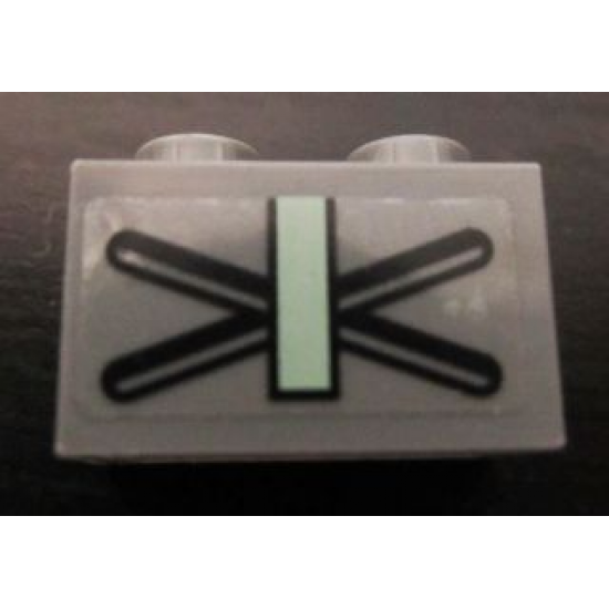 Brick 1 x 2 with X and Sand Green Bar Pattern on Both Sides (Stickers) - Set 7625