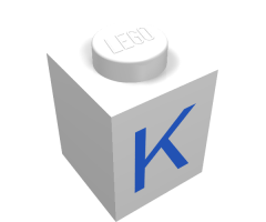 Brick 1 x 1 with Blue 'K' Pattern