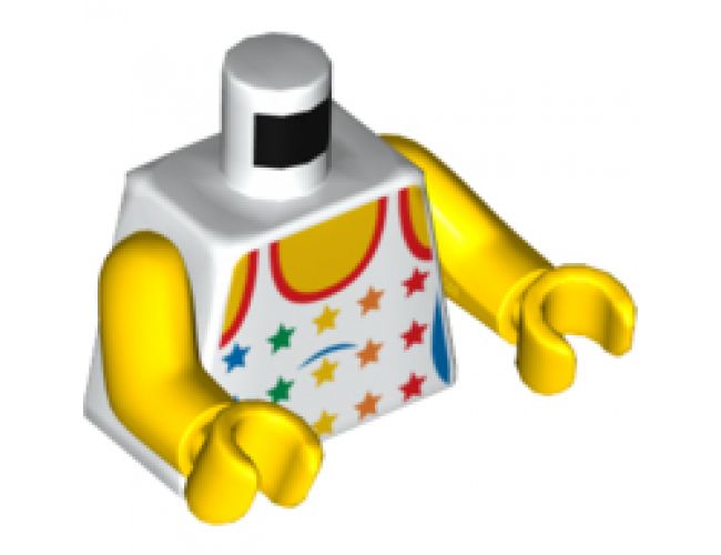 Torso City Female White Top with Rainbow Stars Pattern / Yellow Arms / Yellow Hands