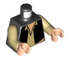 Torso Black Vest and White Shirt with Light Nougat Neck Pattern / Tan Arms / Light Nougat Hands
