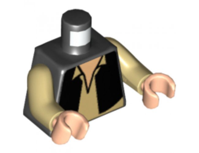 Torso Black Vest and White Shirt with Light Nougat Neck Pattern / Tan Arms / Light Nougat Hands