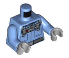 Torso Batman Pockets and Silver Control Unit with 3 Gauges, Belt with Silver Buckle Pattern / Medium Blue Arms / Light Bluish Gray Hands