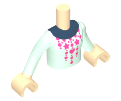 Mini Doll, Torso Friends Girl Light Aqua Sweater with Christmas Pattern, Light Nougat Arms with Hands with Light Aqua Sleeves