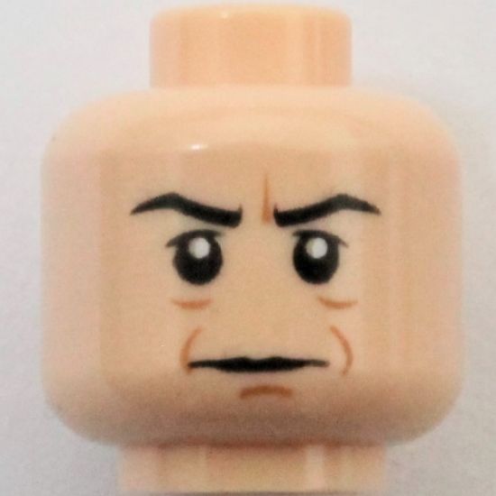 Minifigure, Head Male HP Snape with Brown Lines and Crease Between Eyebrows Pattern - Hollow Stud