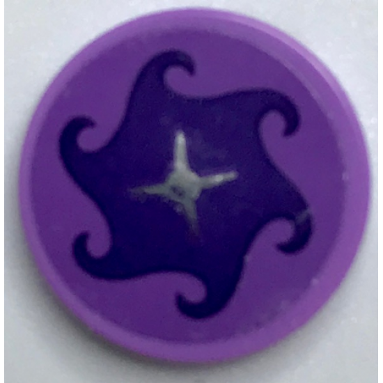 Tile, Round 2 x 2 with Bottom Stud Holder with Swirl Seat Cushion Pattern (Sticker) - Set 40307