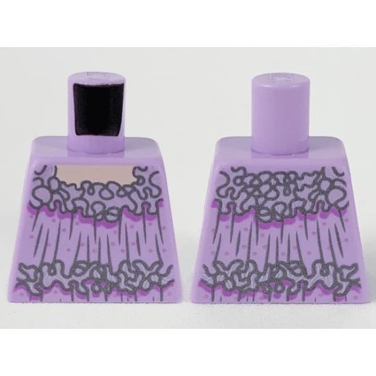 Torso Smock, Silver Frills and Gathers, Medium Lavender Trim and Metallic Pink Dots Pattern