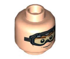 Minifigure, Head Dual Sided Brown Eyebrows, Cheek Lines, Chin Dimple, Goggles, Smile / Determined Pattern (SW Han Solo) - Hollow Stud
