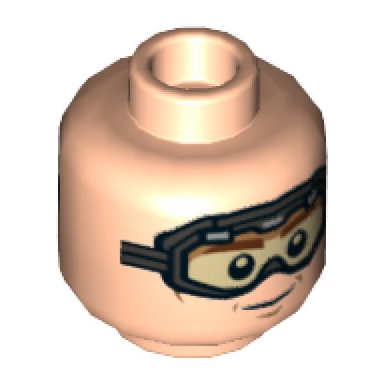 Minifigure, Head Dual Sided Brown Eyebrows, Cheek Lines, Chin Dimple, Goggles, Smile / Determined Pattern (SW Han Solo) - Hollow Stud