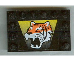 Tile, Modified 4 x 6 with Studs on Edges with Tiger Pattern (Sticker) - Set 6616