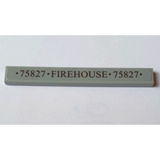 Tile 1 x 8 with '75827 FIREHOUSE 75827' Pattern (Sticker) - Set 75827