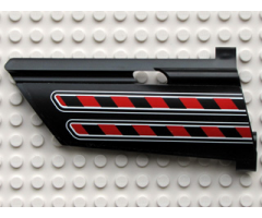 Technic, Panel Fairing #21 Large Long, Small Hole, Side B with Red / Black Diagonal Stripes Pattern (Sticker) - Set 8285