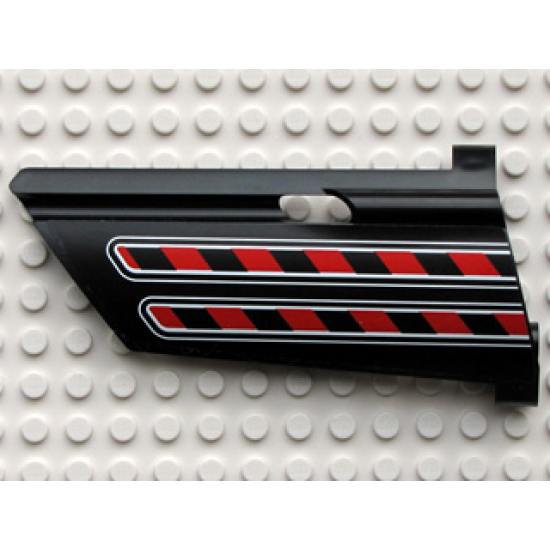 Technic, Panel Fairing #21 Large Long, Small Hole, Side B with Red / Black Diagonal Stripes Pattern (Sticker) - Set 8285