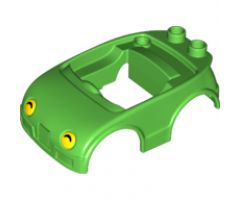Duplo, Vehicle Car Body with 2 Studs on Back and Yellow Headlights with Black Shadow Pattern (fits over Car Base 2 x 4)