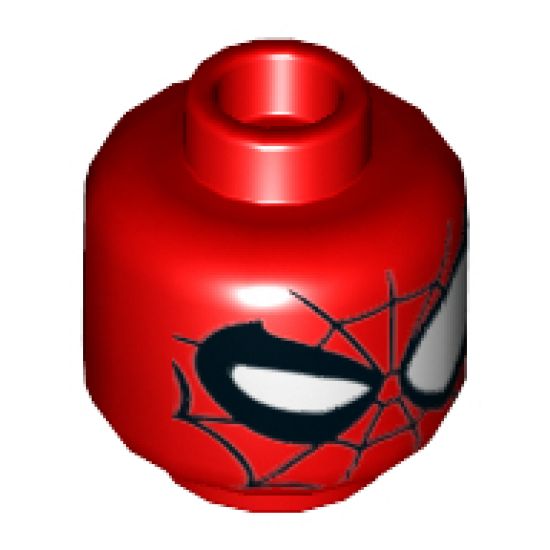 Minifigure, Head Alien with Spider-Man Black Web and Right Eye Wink Pattern - Hollow Stud