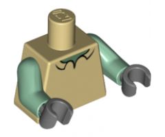 Torso SpongeBob with Sand Green Neck, Shirt Collar Pattern / Sand Green Arms / Dark Bluish Gray Hands