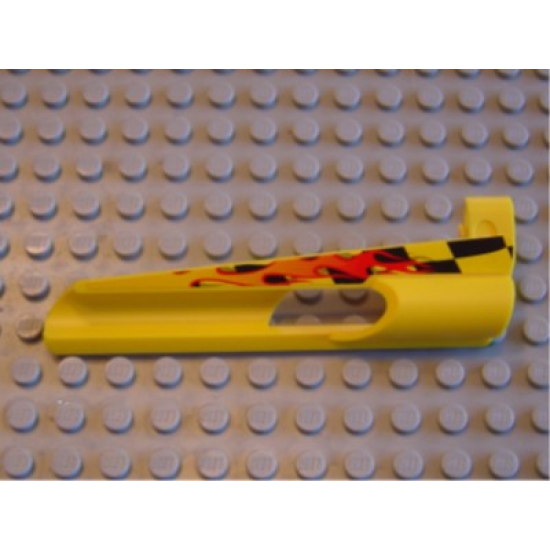 Technic, Panel Fairing # 7 Small Long, Large Hole, Side A with Flame Pattern (Sticker) - Set 8376