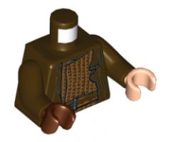 Torso Robe Over Tunic with Medium Nougat Stripes Pattern / Dark Brown Arms / Light Nougat Hand Left / Reddish Brown Hand Right