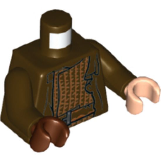 Torso Robe Over Tunic with Medium Nougat Stripes Pattern / Dark Brown Arms / Light Nougat Hand Left / Reddish Brown Hand Right