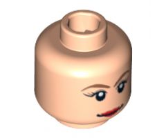 Minifigure, Head Female with Brown Arched Eyebrows, Eyelashes and Red Lips Pattern (Trixie) - Blocked Open Stud