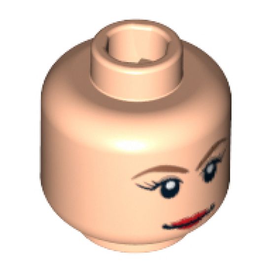 Minifigure, Head Female with Brown Arched Eyebrows, Eyelashes and Red Lips Pattern (Trixie) - Blocked Open Stud