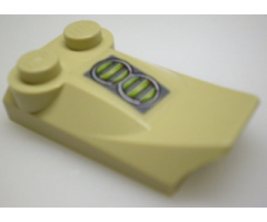 Slope, Curved 3 x 2 x 2/3 with Two Studs, Wing End with Green Headlights Pattern (Sticker) - Set 7476