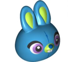 Minifigure, Head, Modified Rabbit Large Head with Lime Auricles and Muzzle, Medium Lavender Eyes Pattern