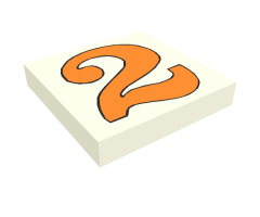 Tile 2 x 2 with Number  2 Orange Pattern