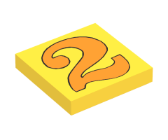 Tile 2 x 2 with Number  2 Orange Pattern