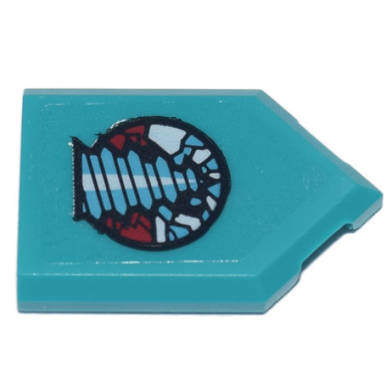 Tile, Modified 2 x 3 Pentagonal with Rock Raiders Drill Logo Pattern (Sticker) - Set 71741