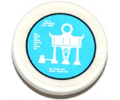 Road Sign 2 x 2 Round with Clip with Offshore Rig on Screen Pattern (Sticker) - Set 70173