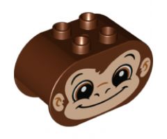 Duplo, Brick 2 x 4 x 2 Rounded Ends with Monkey Face Pattern