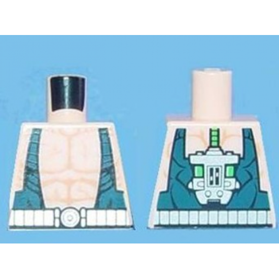 Torso Batman Muscles Outline with Dark Blue Suspenders and Silver Belt Pattern