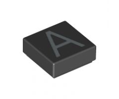 Tile 1 x 1 with Silver Capital Letter A Pattern