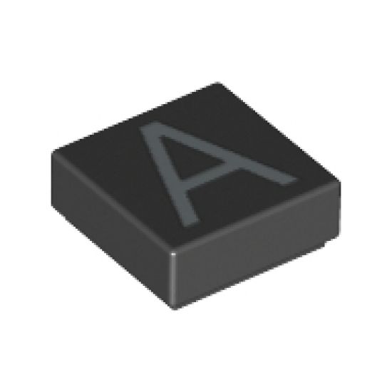 Tile 1 x 1 with Silver Capital Letter A Pattern