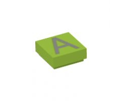 Tile 1 x 1 with Silver Capital Letter A Pattern