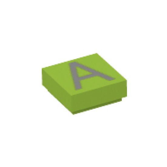 Tile 1 x 1 with Silver Capital Letter A Pattern