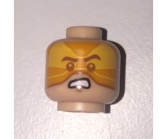 Minifigure, Head Dual Sided Orange Visor, Angry / Brown Eyebrows, Frown Pattern (SW Rebel A-wing Pilot) - Hollow Stud