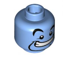 Minifigure, Head Alien with Black Curved Eyebrows, Right Raised Eyebrow, Narrow Goatee with Curl, Wide Mouth Smile with Teeth Pattern - Hollow Stud